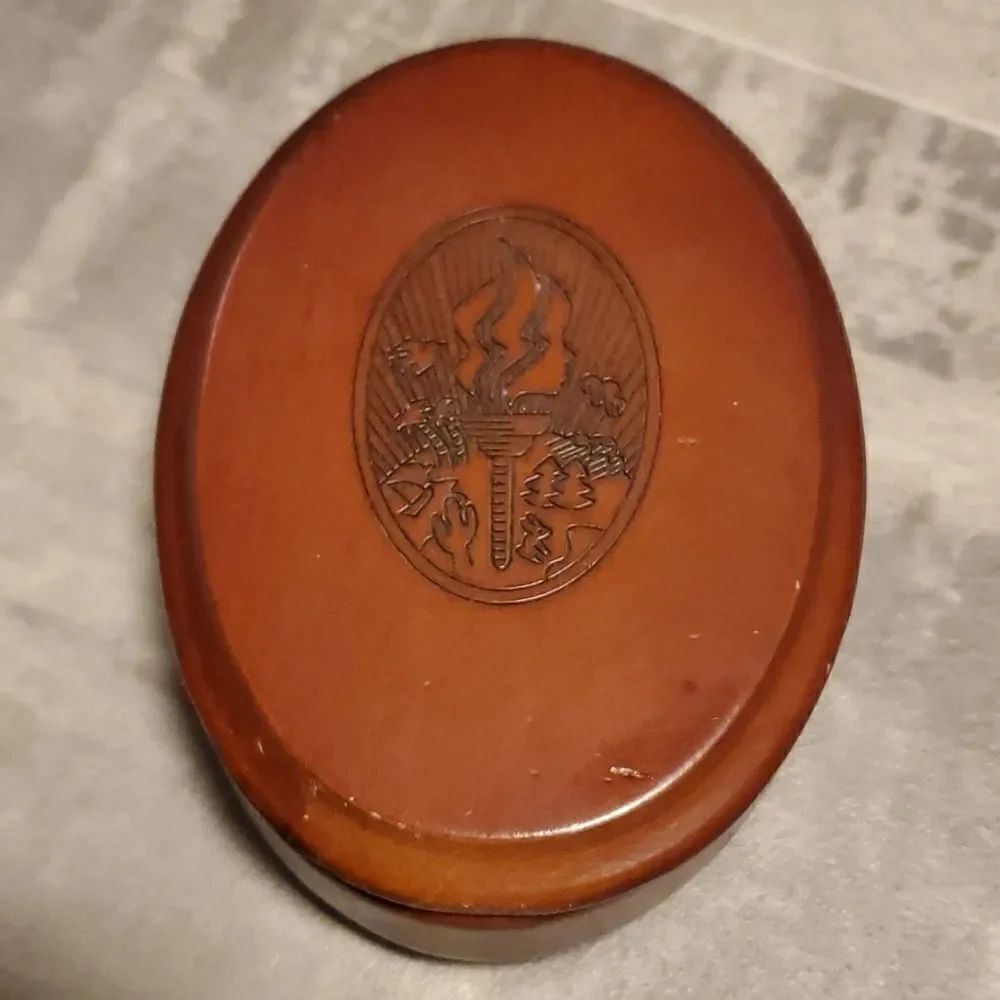 Small Oval Carved Wooden Box